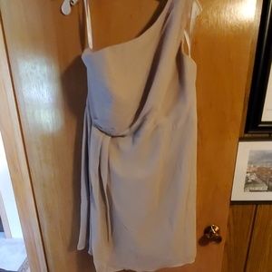 David's Bridal Biscotti One Shoulder Dress